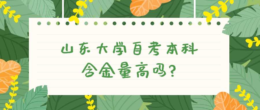 山东大学自考本科含金量高吗?